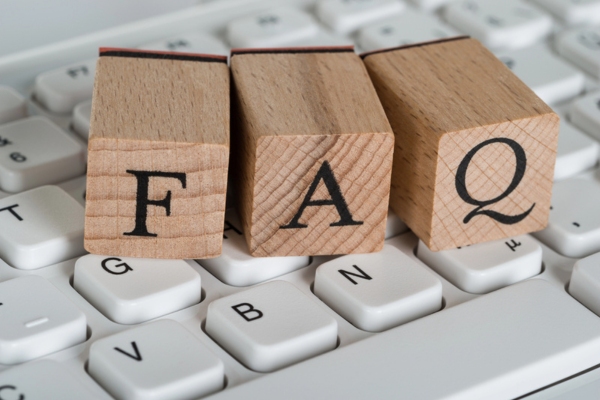 FAQ wooden blocks on top of keyboard depicting insulation questions