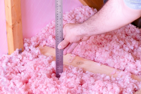 homeowner measuring insulation using a ruler depicting visual inspection