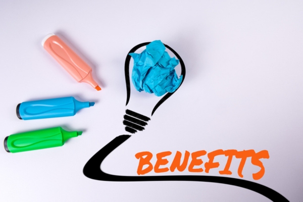 benefits written using orange marker beside a lightbulb doodle depicting professional insulation services