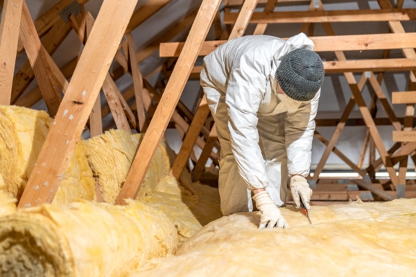 professional installation of unfaced installation for home attic