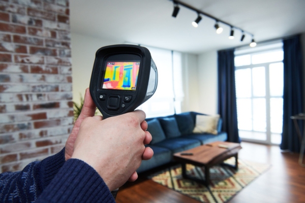 Thermal imaging camera inspection of house depicting identifying insulation issues