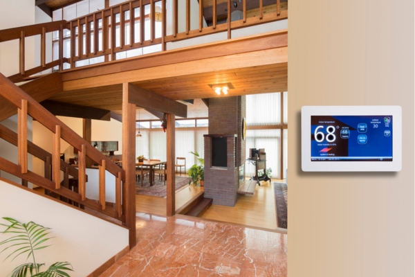 Programmable electronic thermostat installed at home