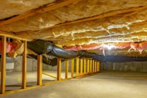 insulated crawl space of a home